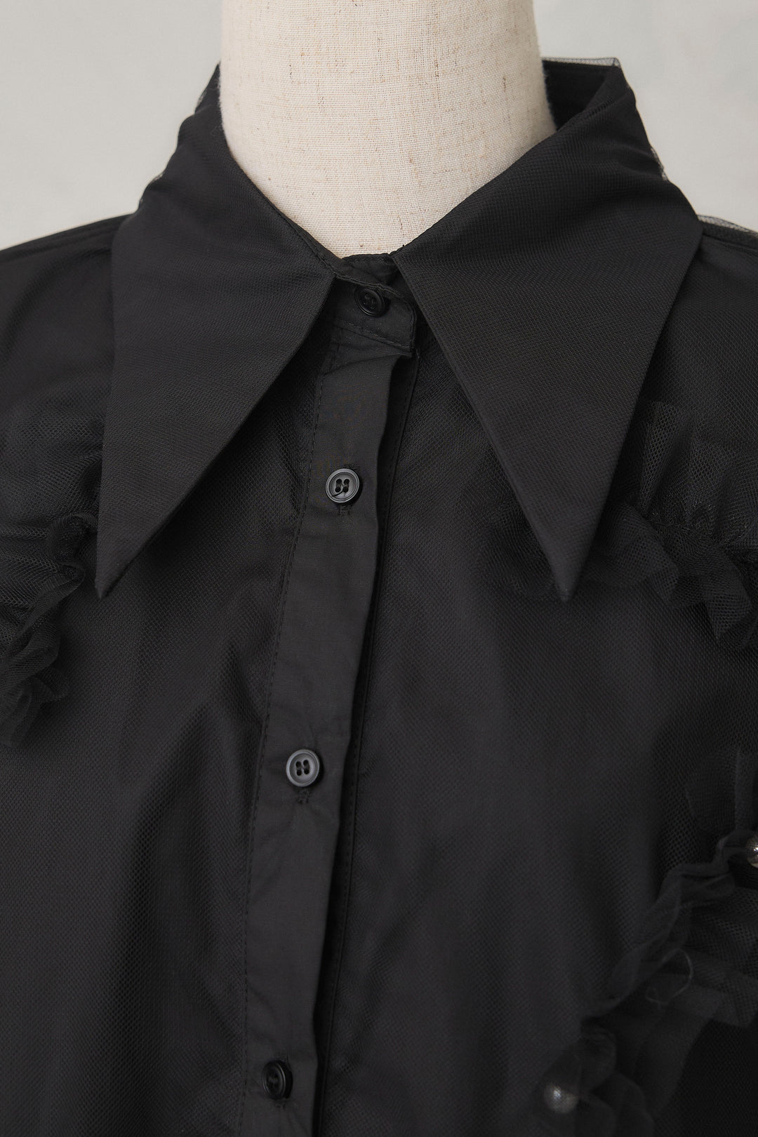 [予約]チュールレイヤードパールシャツ