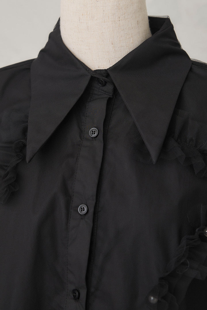 [予約]チュールレイヤードパールシャツ