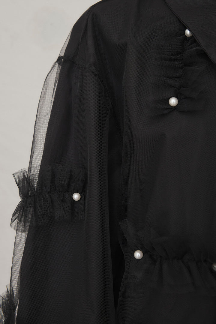 [予約]チュールレイヤードパールシャツ