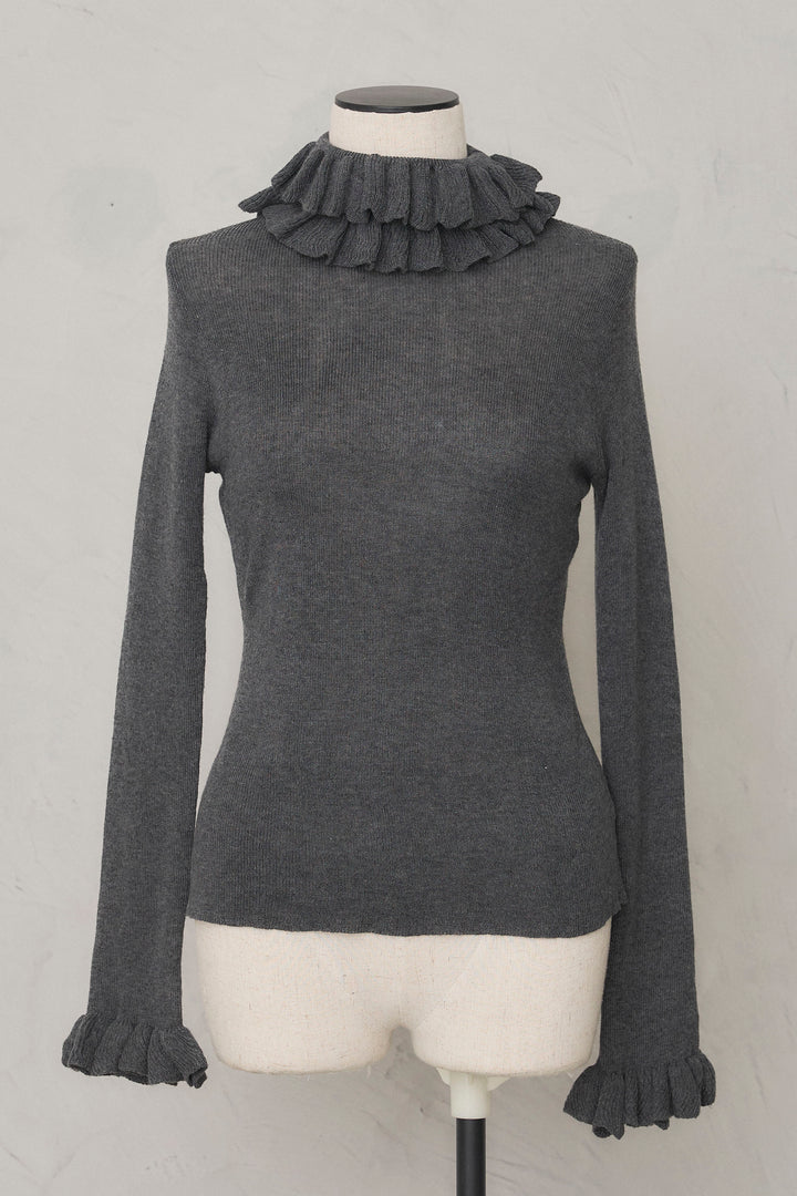 [予約]ダブルフリルカラーニットプルオーバー