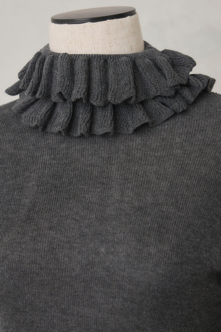 [予約]ダブルフリルカラーニットプルオーバー