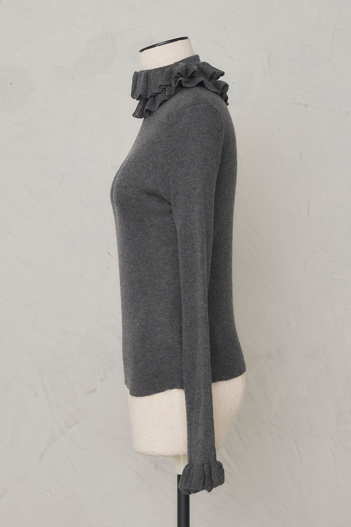 [予約]ダブルフリルカラーニットプルオーバー