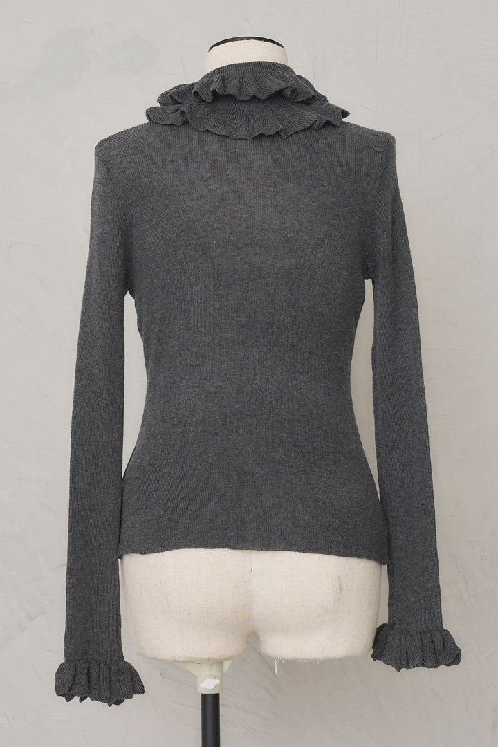 [予約]ダブルフリルカラーニットプルオーバー