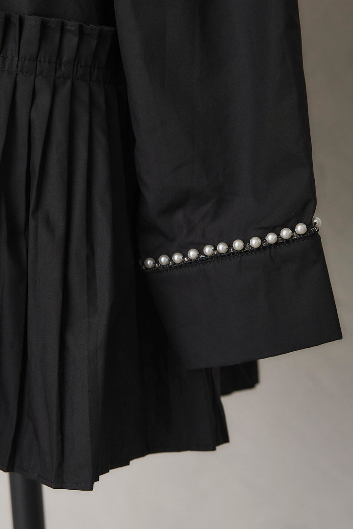 [予約]パールライン襟×プリーツシャツ