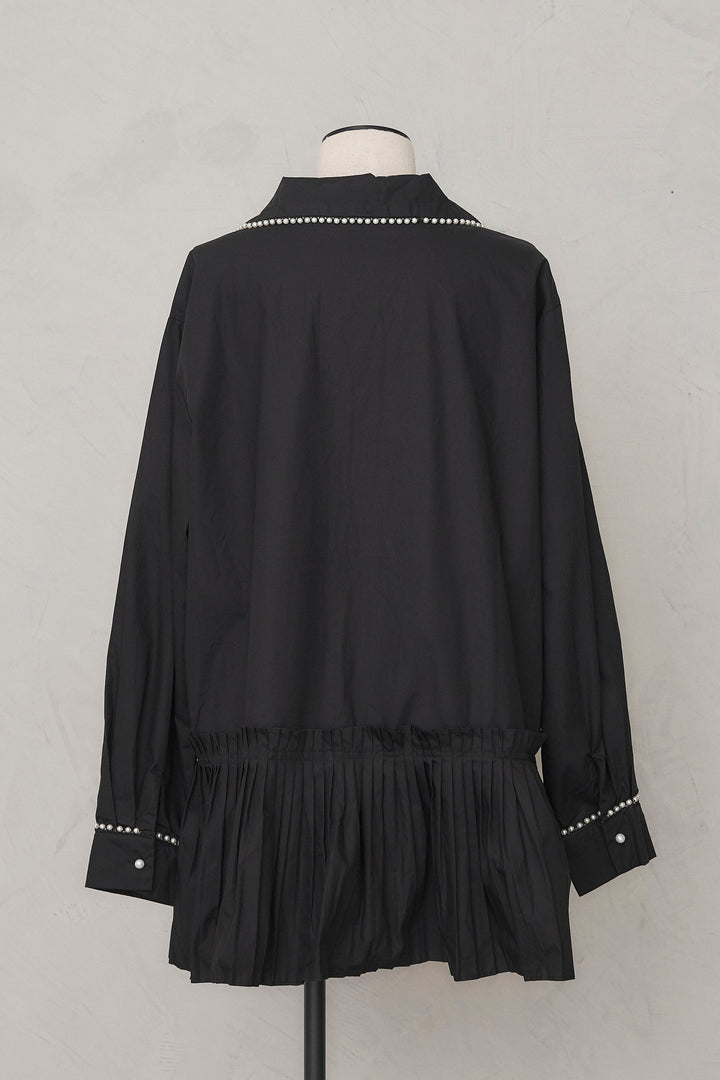 [予約]パールライン襟×プリーツシャツ