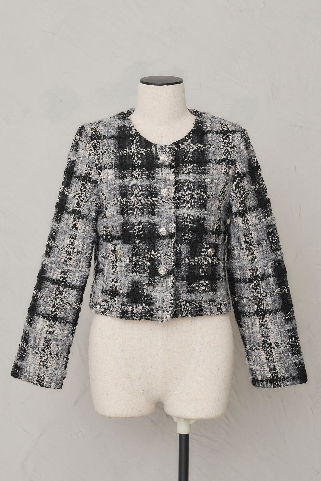 [予約]ツイードチェッククロップドジャケット