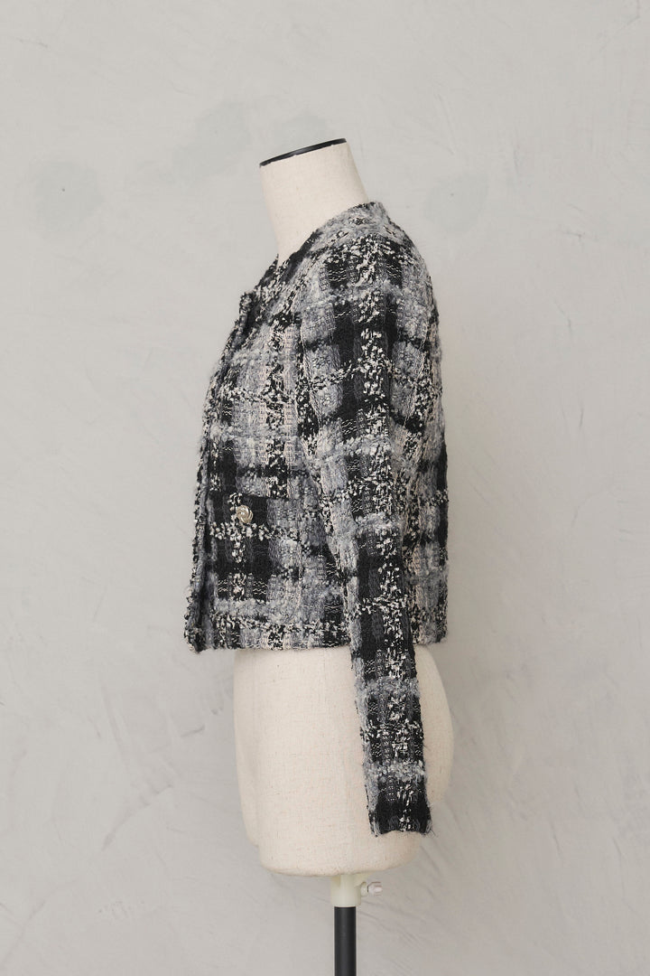 [予約]ツイードチェッククロップドジャケット