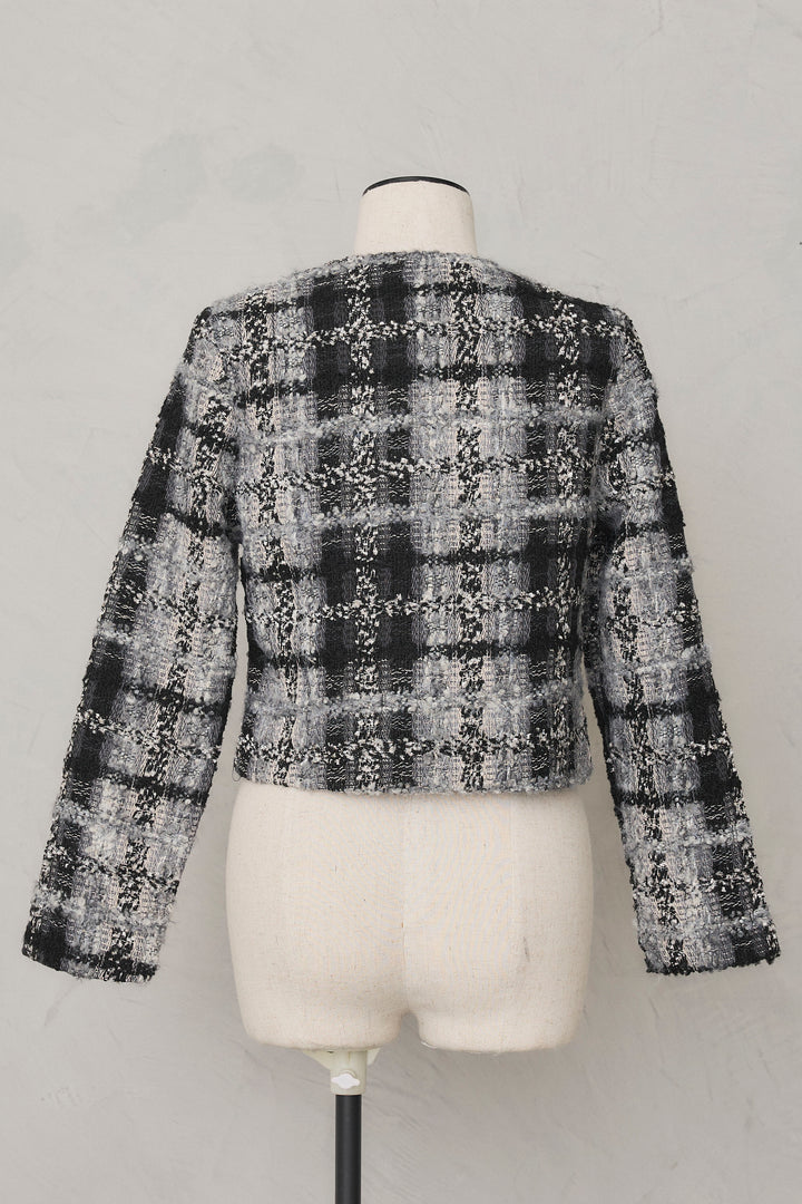 [予約]ツイードチェッククロップドジャケット