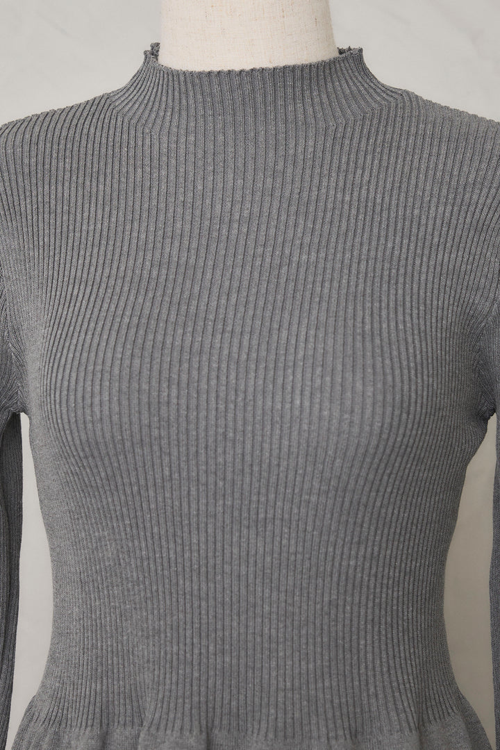 [予約]リブセミフレアニットワンピース