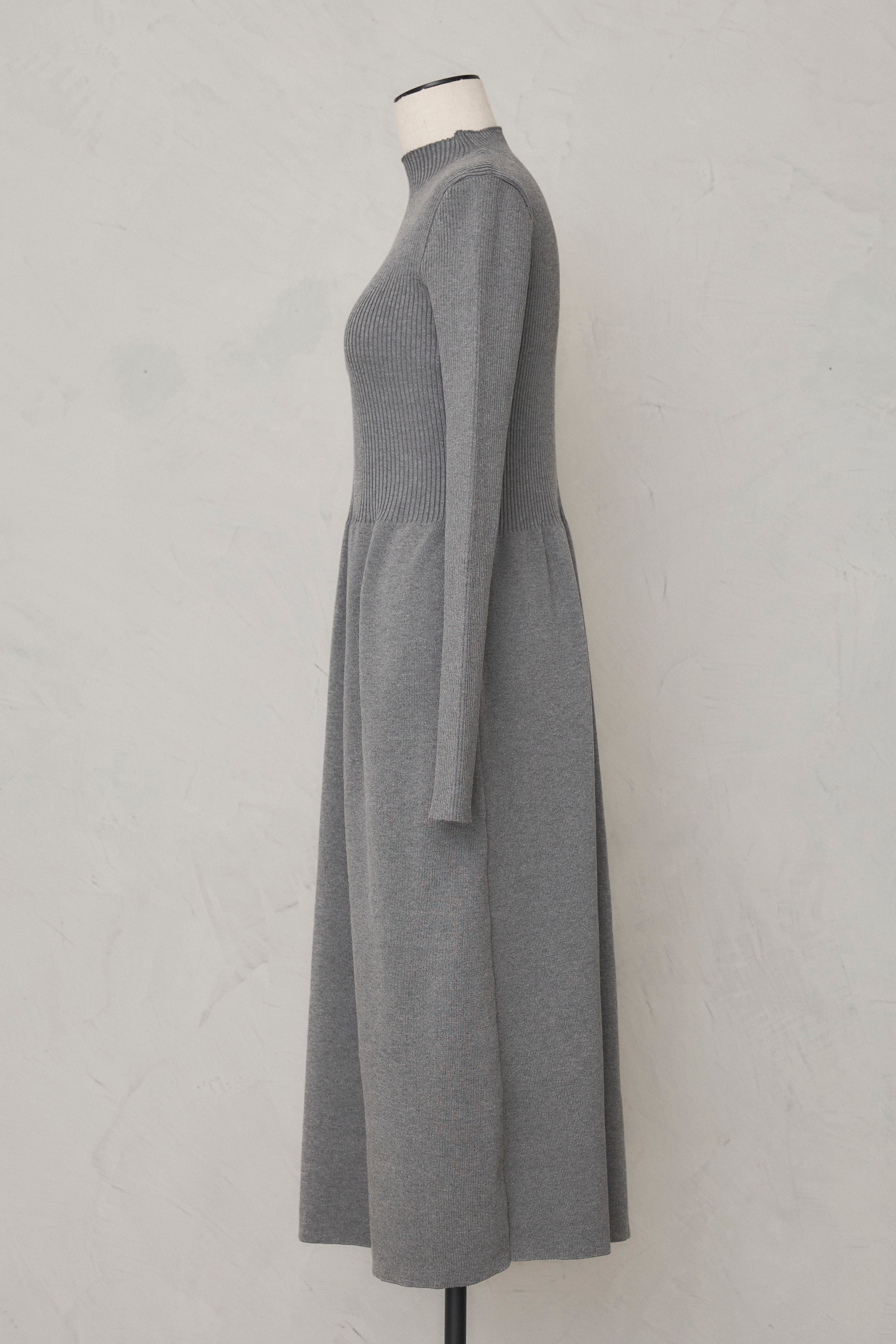 うしかう エフデ グレー ニット セーター &amp;フランシュリッペワンピ 男ウケデート服】ショルダーオープンハイネックリブニットワンピース