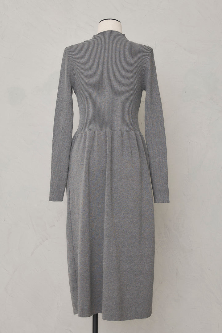 [予約]リブセミフレアニットワンピース