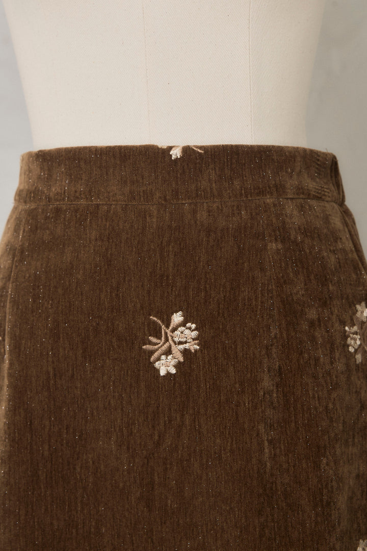 [予約]ヴィンテージフラワー刺繍ラメベロアセットアップ