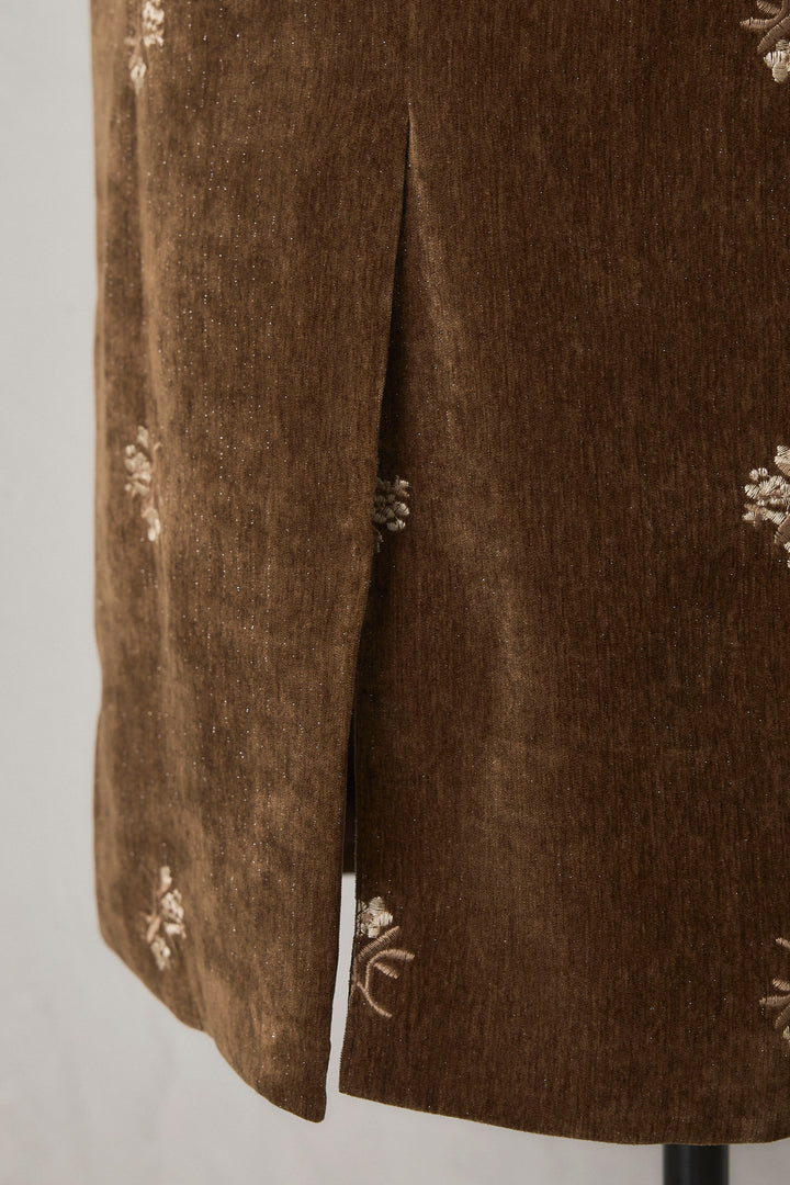 [予約]ヴィンテージフラワー刺繍ラメベロアセットアップ