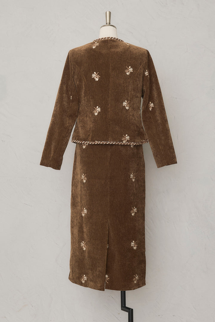 [予約]ヴィンテージフラワー刺繍ラメベロアセットアップ