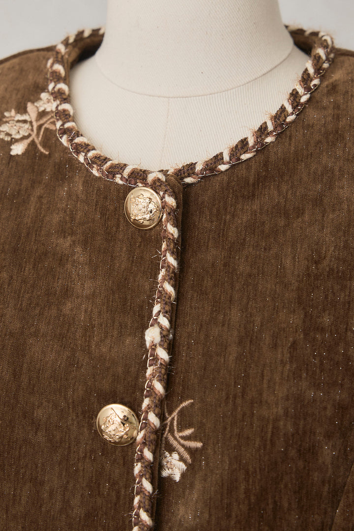 [予約]ヴィンテージフラワー刺繍ラメベロアセットアップ