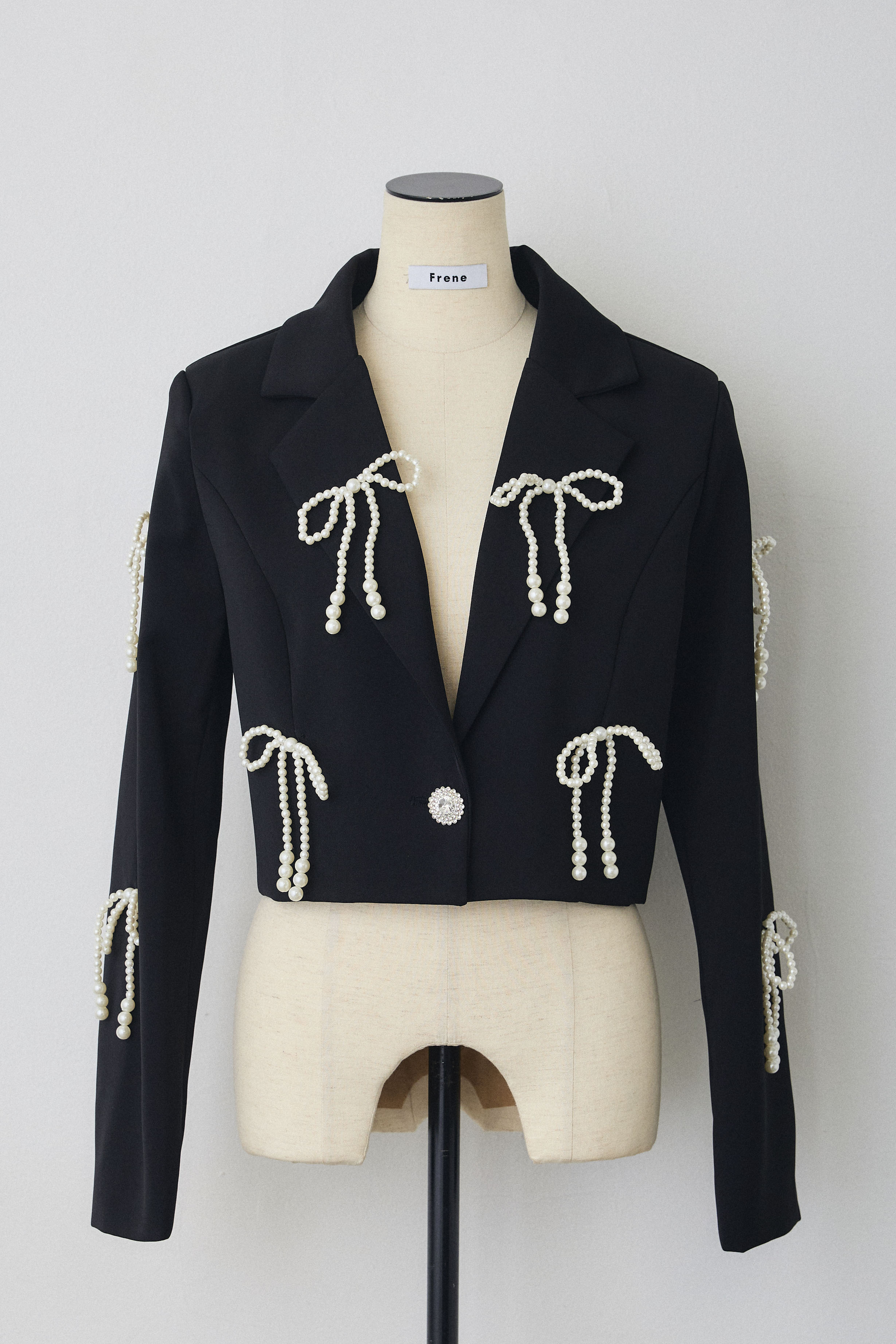 予約]パールリボンクロップドジャケット – Frene