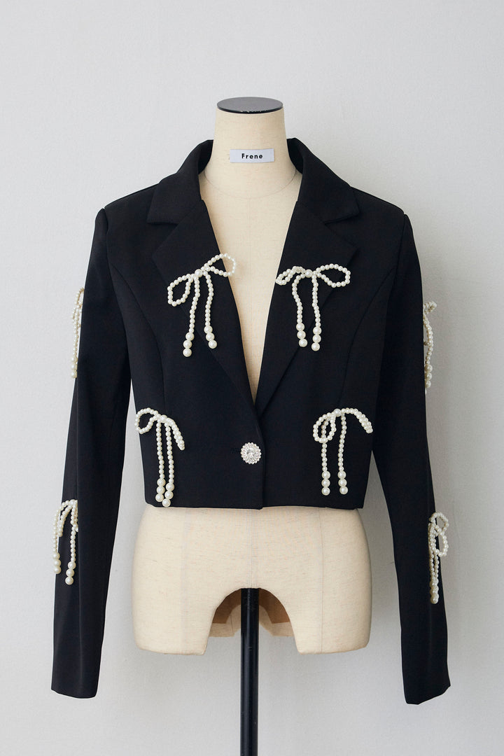 [予約]パールリボンクロップドジャケット