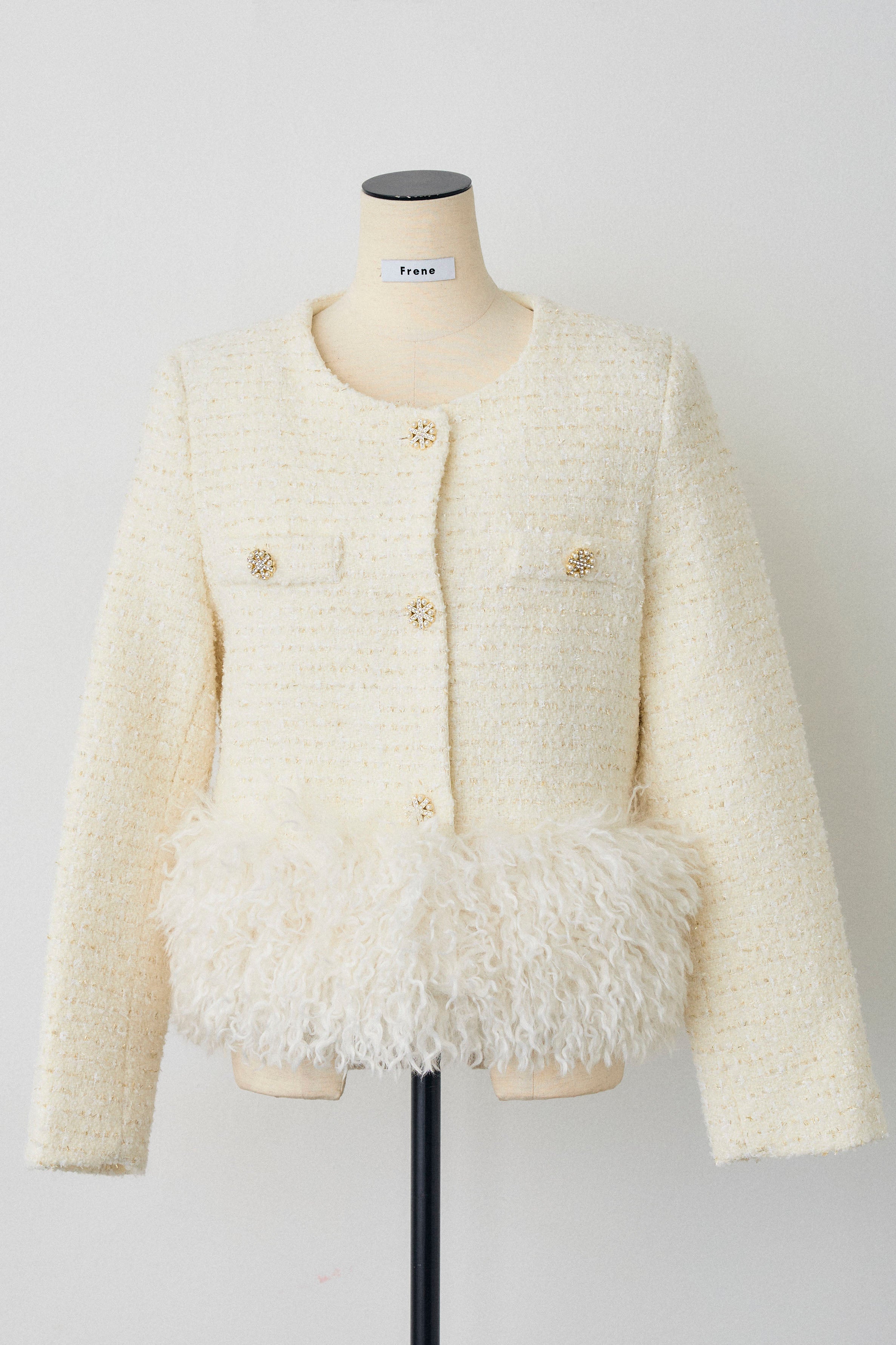 リボンジャガードジャケット　ブラック　Frene リボンジャガードジャケット ブラック Frene