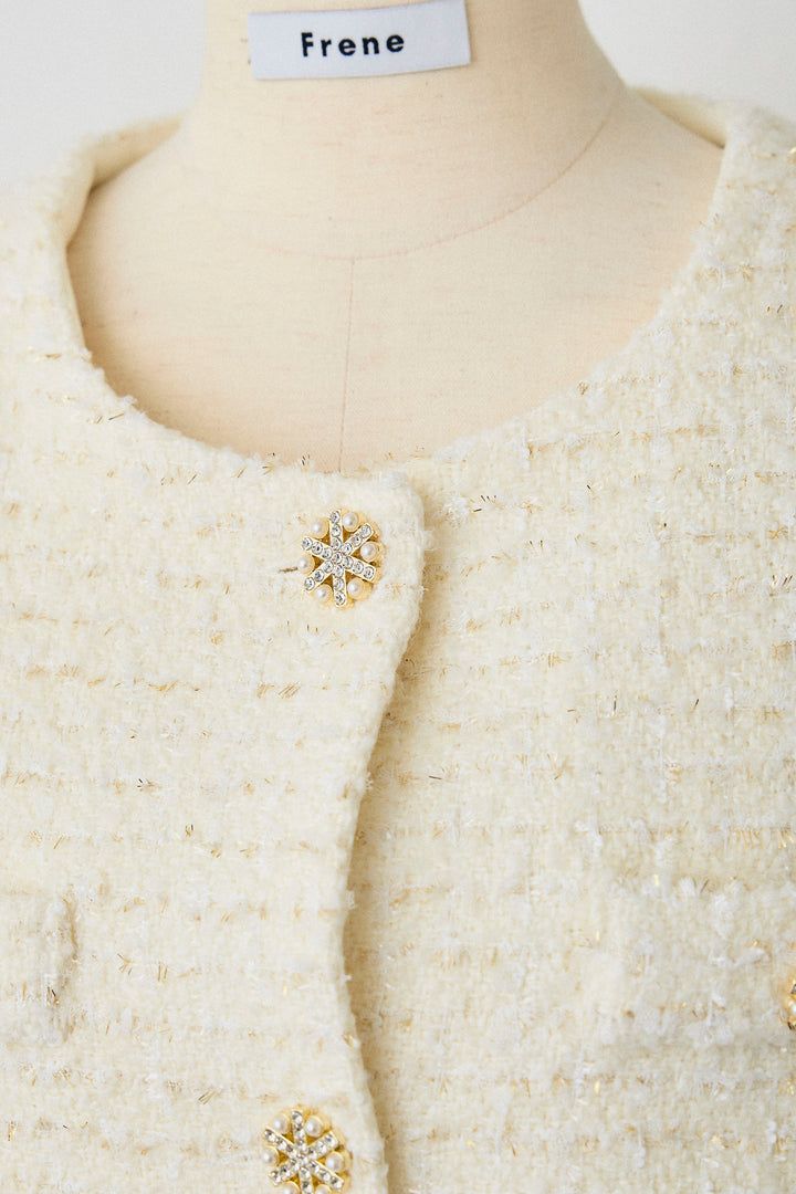 [予約]中綿ツイードロングファードッキングジャケット