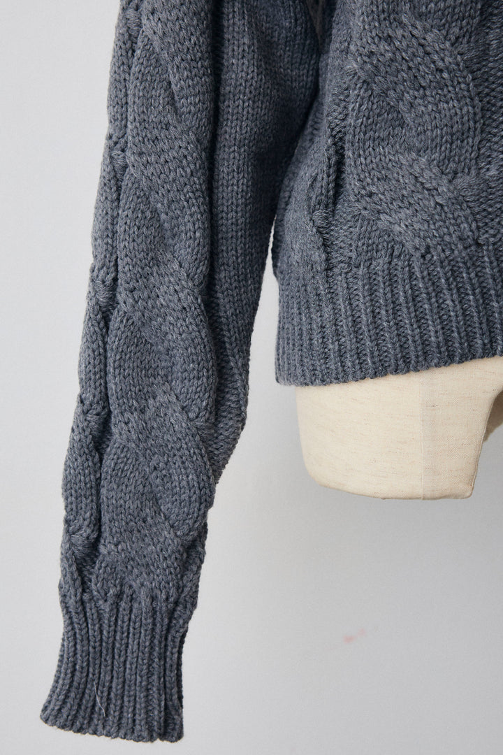 [予約]ネックパールケーブル編みニット