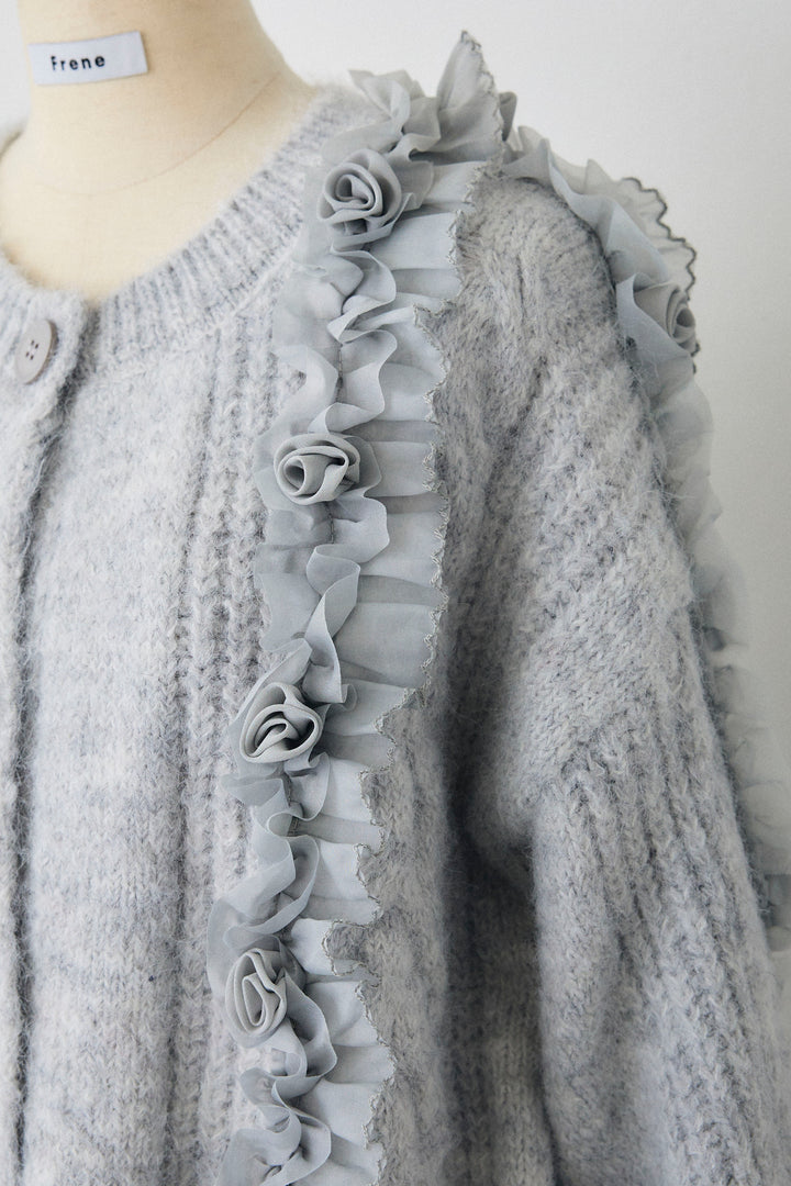 [予約]フリルローズドッキングニットカーデ
