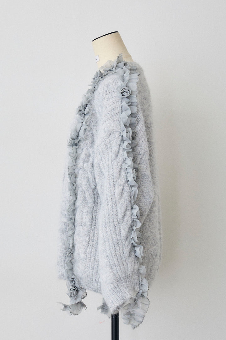 [予約]フリルローズドッキングニットカーデ