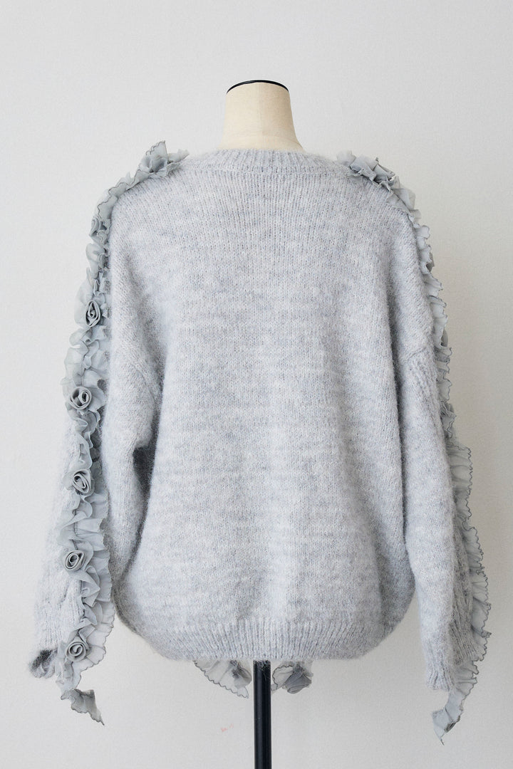 [予約]フリルローズドッキングニットカーデ