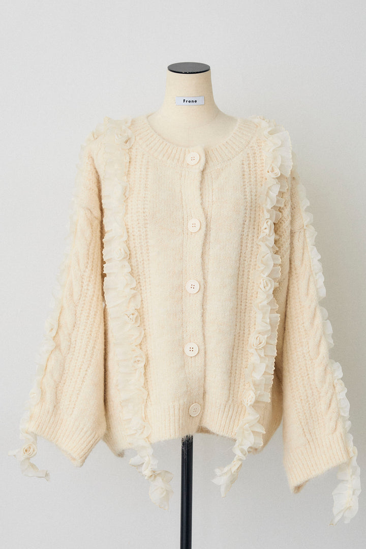 [予約]フリルローズドッキングニットカーデ