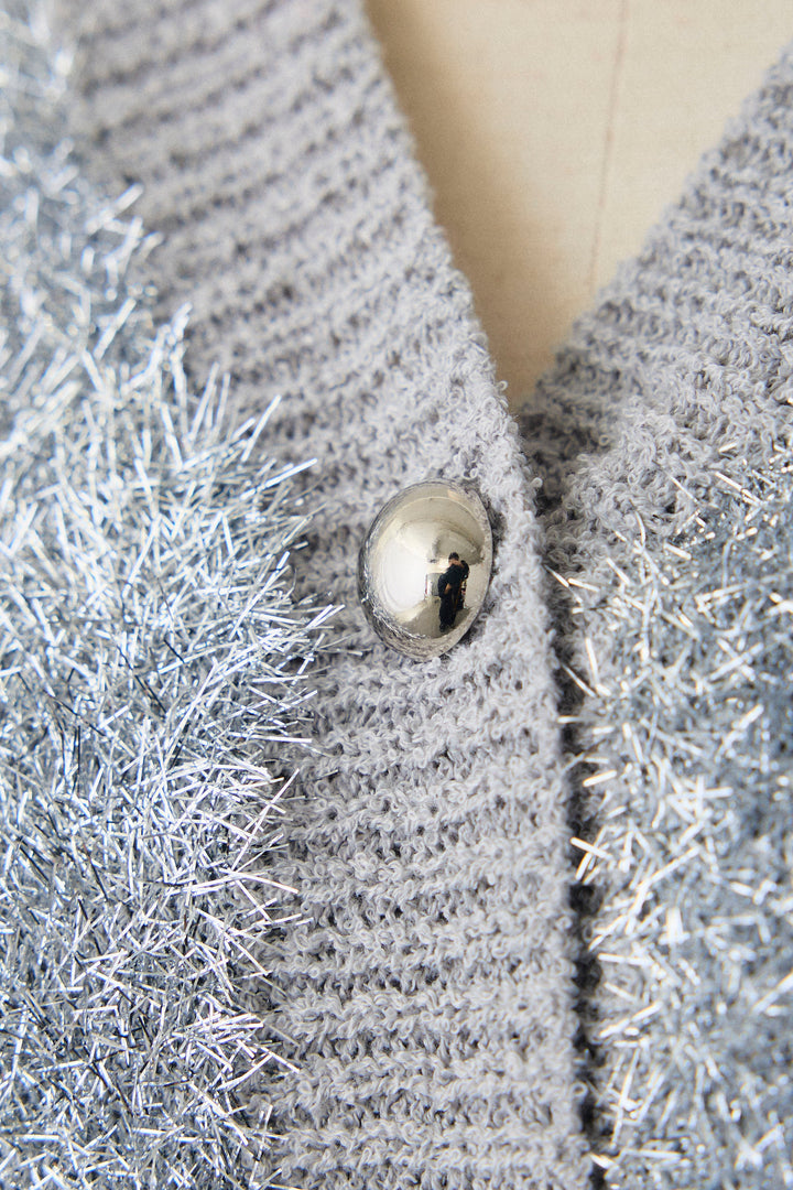 [予約]コンシャスショルダーシャイニーニットカーデ