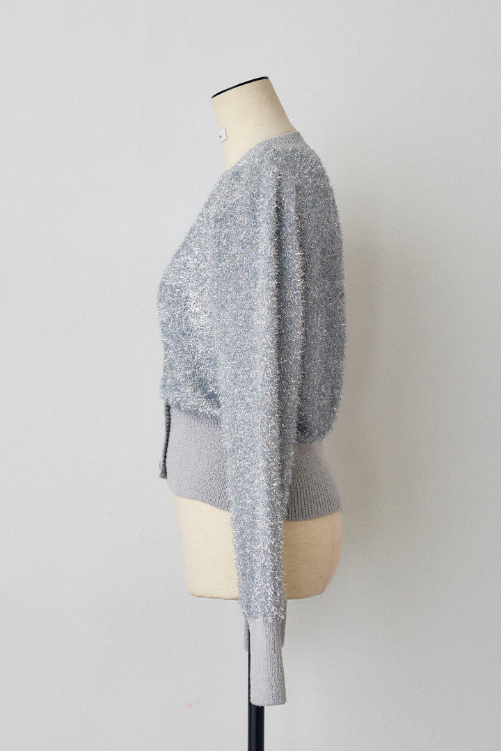 [予約]コンシャスショルダーシャイニーニットカーデ