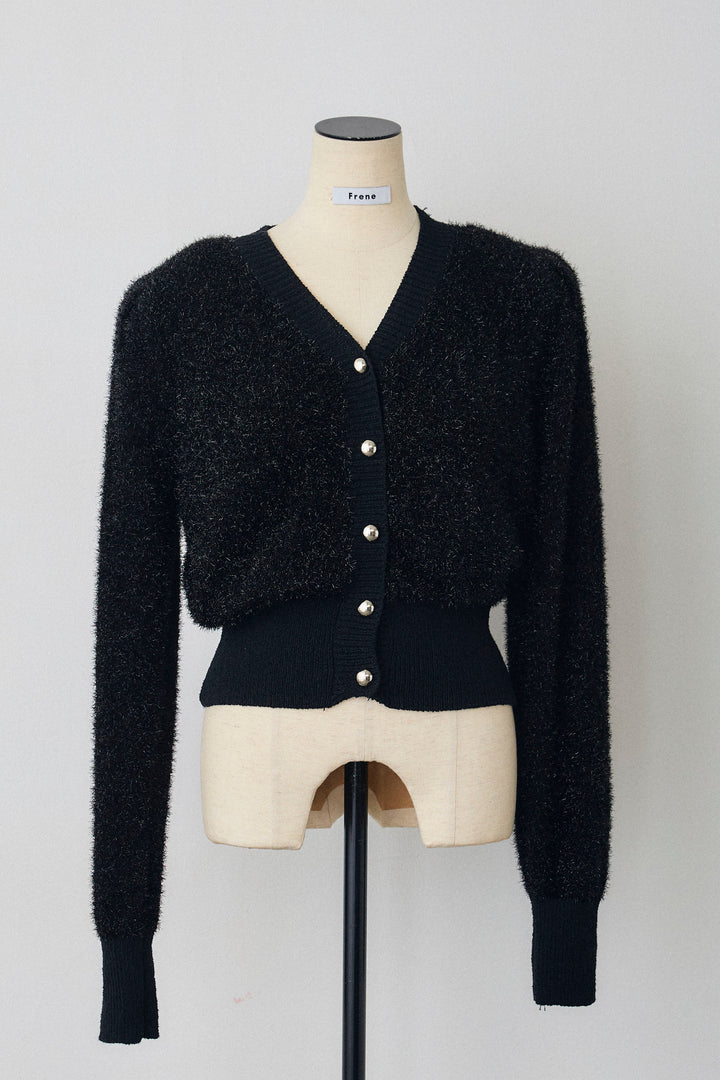 [予約]コンシャスショルダーシャイニーニットカーデ