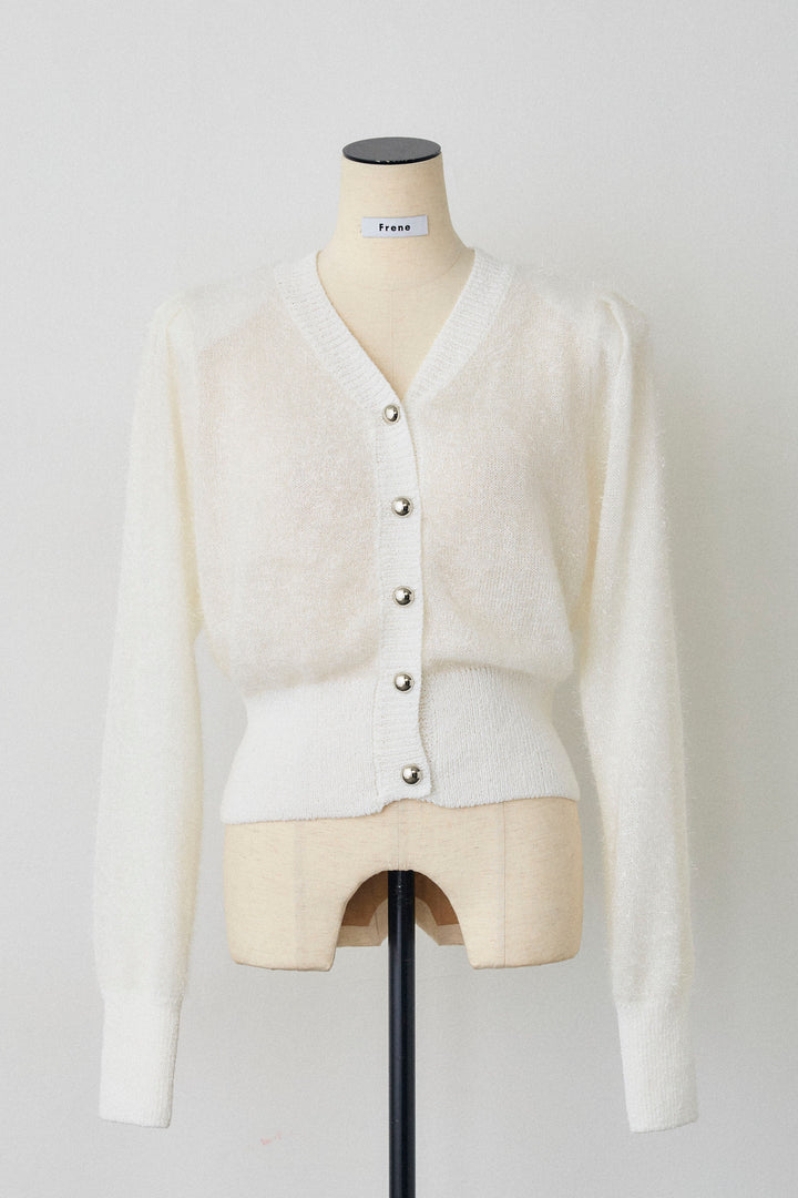 [予約]コンシャスショルダーシャイニーニットカーデ