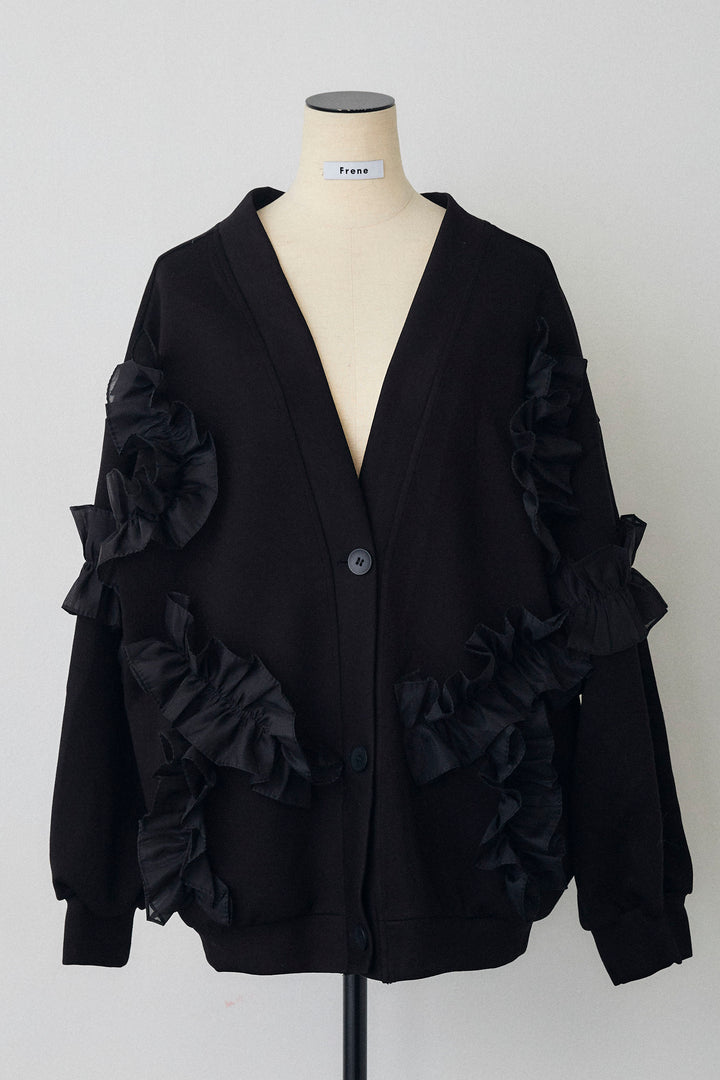 [予約]異素材ランダムフリルポンチカーデ