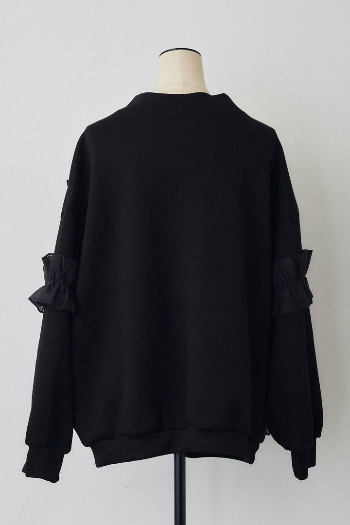 [予約]異素材ランダムフリルポンチカーデ