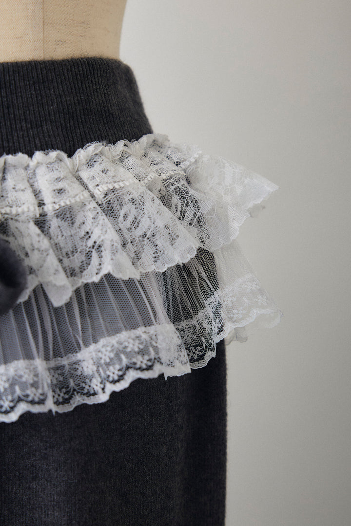 [予約]ウエストレースニットストレートパンツ