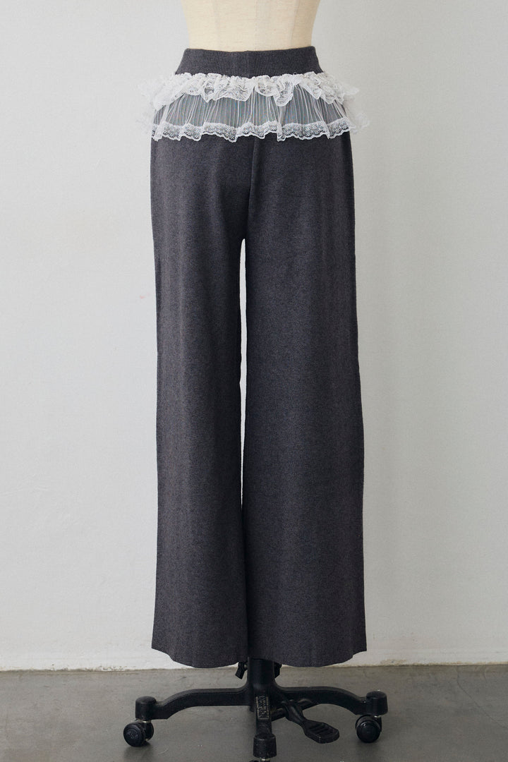 [予約]ウエストレースニットストレートパンツ
