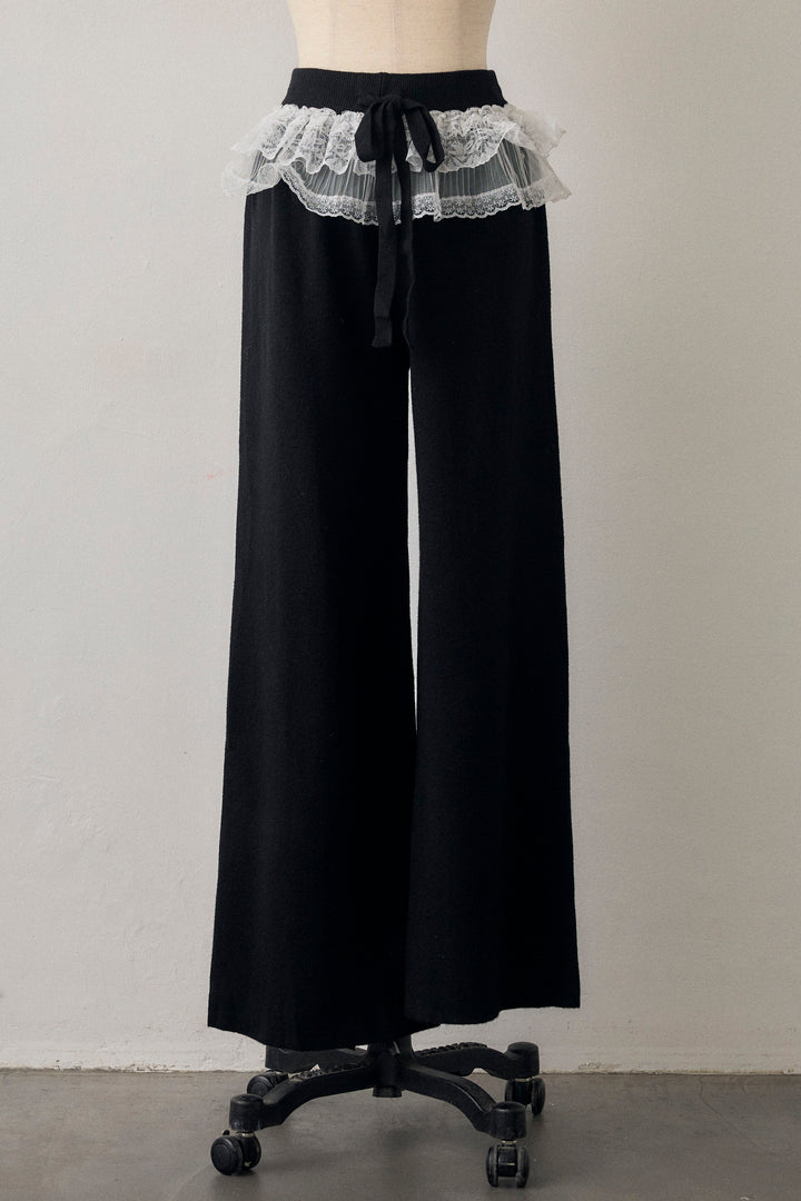 [予約]ウエストレースニットストレートパンツ