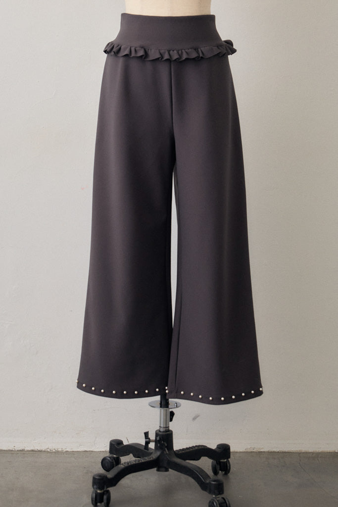 [予約]パールヘムポンチストレートパンツ