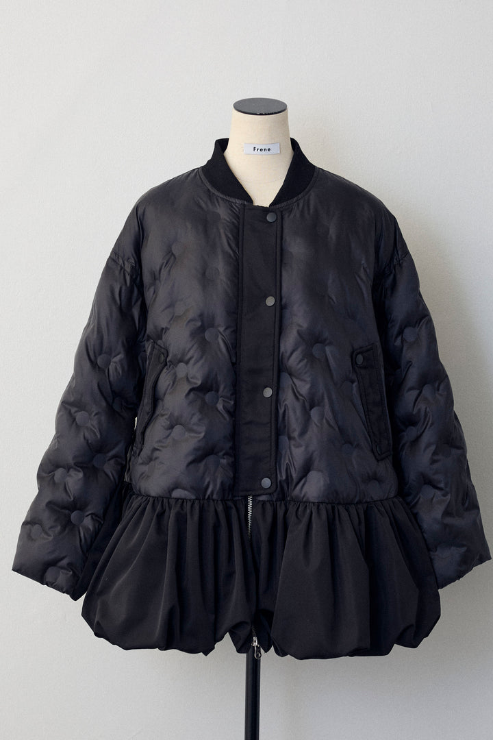 [予約]ヘムギャザードットキルティング中綿フレアコート