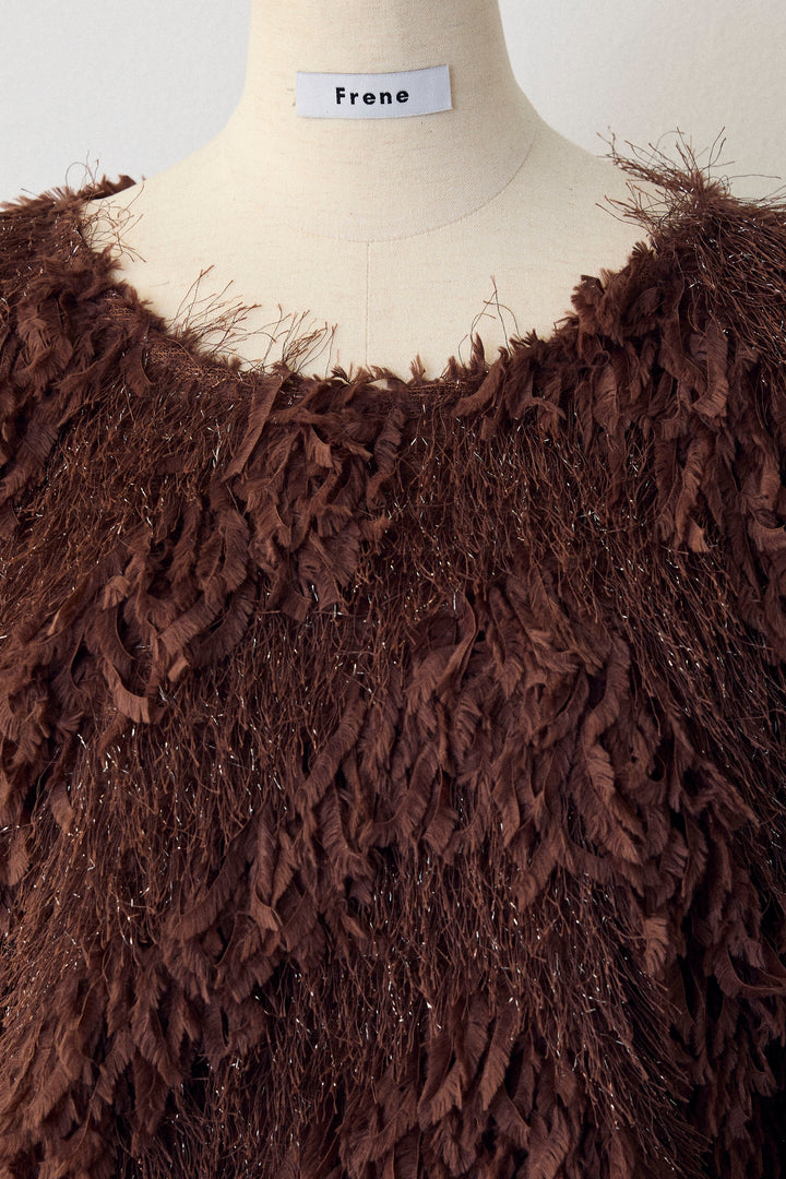 [予約]フリンジラメシャギーニットプルオーバー