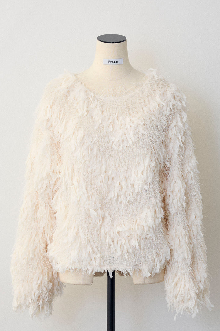 [予約]フリンジラメシャギーニットプルオーバー