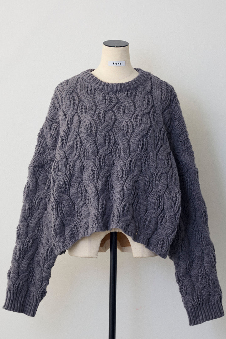 [予約]ニュアンスケーブルクロップドニット