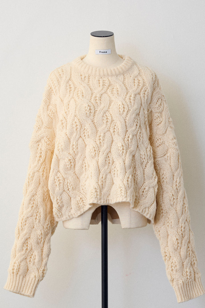 [予約]ニュアンスケーブルクロップドニット