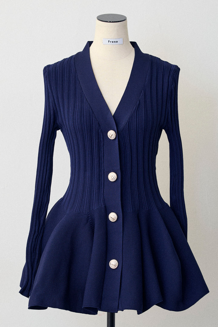 [予約]リブ美ラインペプラムニット