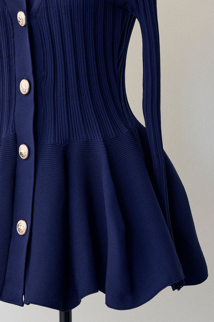 [予約]リブ美ラインペプラムニット