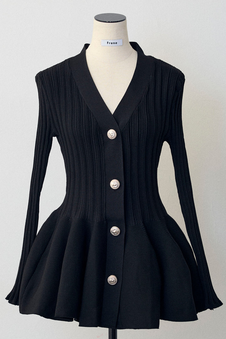 [予約]リブ美ラインペプラムニット