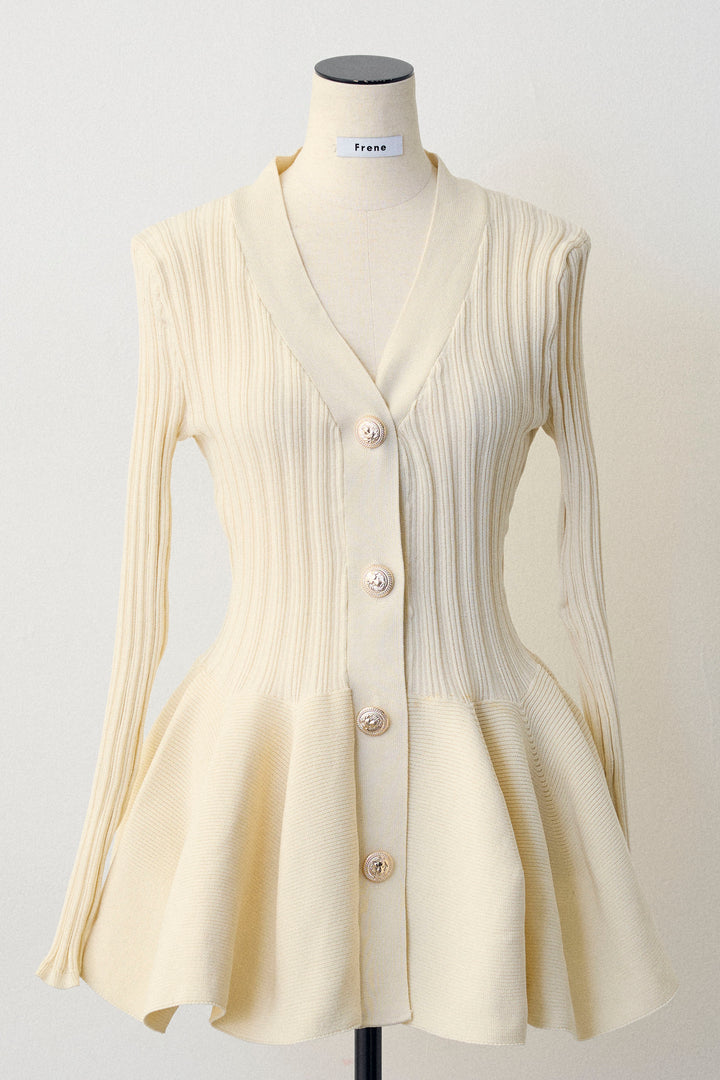 [予約]リブ美ラインペプラムニット