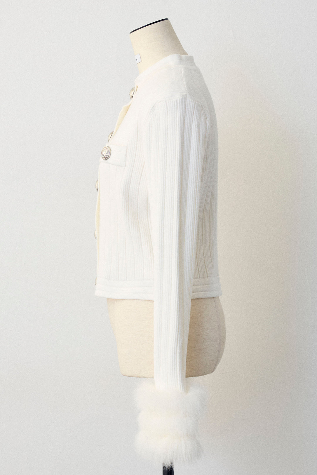 [予約]ダブルファーラインスリーブニットカーデ