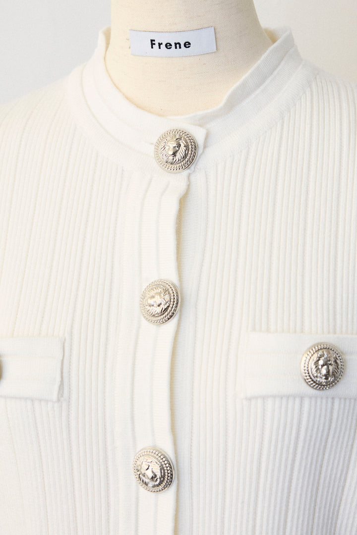 [予約]ダブルファーラインスリーブニットカーデ