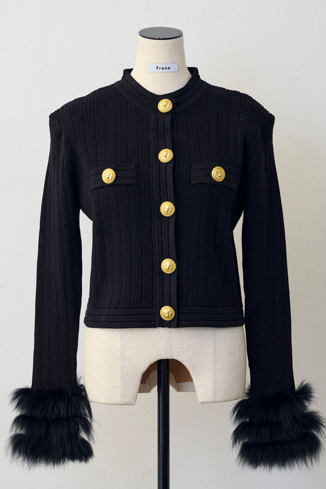 [予約]ダブルファーラインスリーブニットカーデ